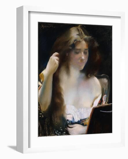 Young Woman at Her Toilet; Jeune Femme a Sa Toilette-Paul Albert Besnard-Framed Giclee Print