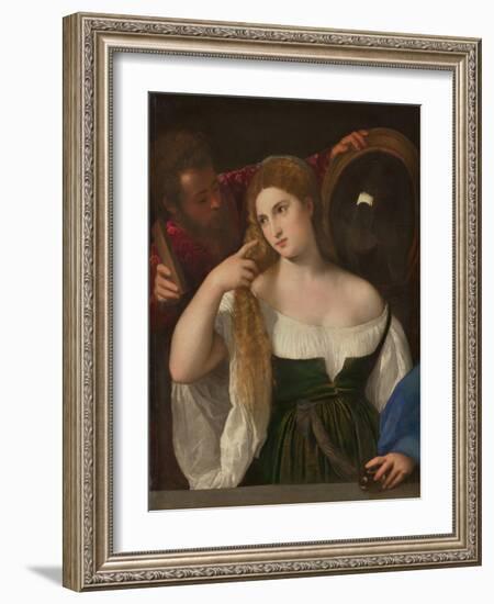 Young Woman at Her Toilette, Ca 1515-Titian (Tiziano Vecelli)-Framed Giclee Print