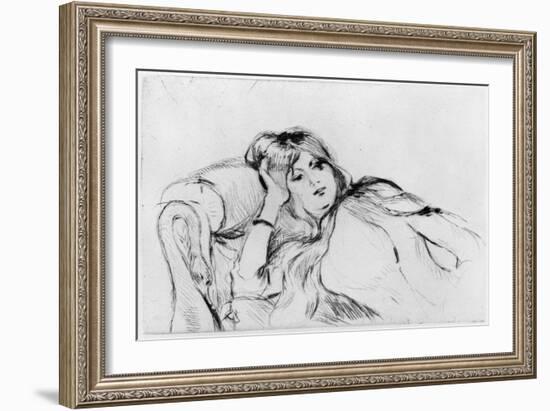 Young Woman at Rest, 1889 (Drypoint)-Berthe Morisot-Framed Giclee Print