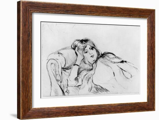 Young Woman at Rest, 1889 (Drypoint)-Berthe Morisot-Framed Giclee Print