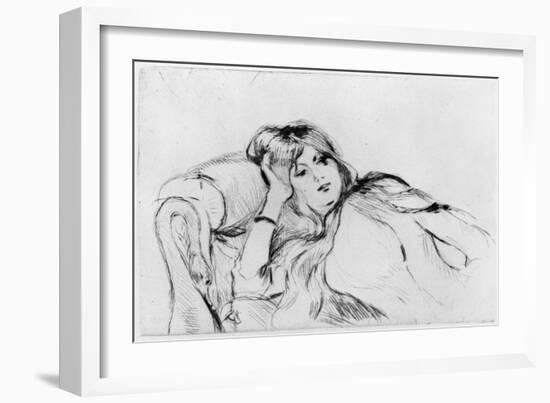 Young Woman at Rest, 1889 (Drypoint)-Berthe Morisot-Framed Giclee Print