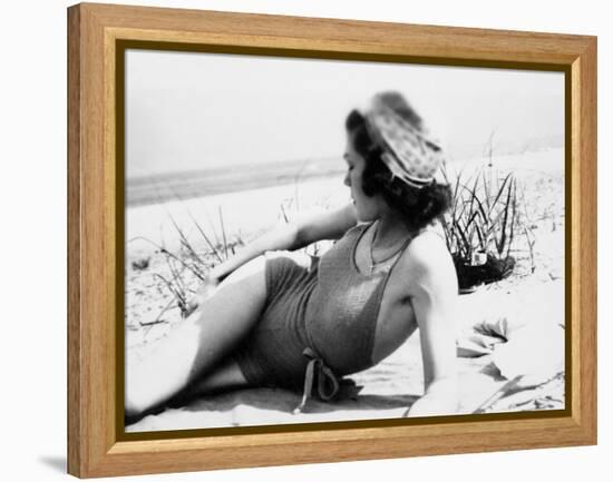 Young Woman at the Beach, Ca. 1938-null-Framed Premier Image Canvas