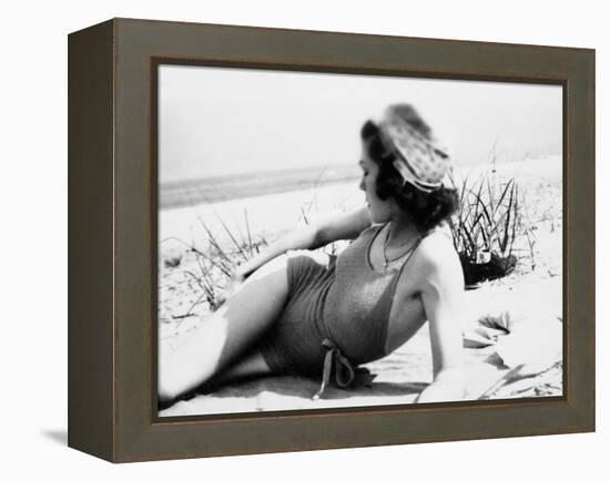 Young Woman at the Beach, Ca. 1938-null-Framed Premier Image Canvas