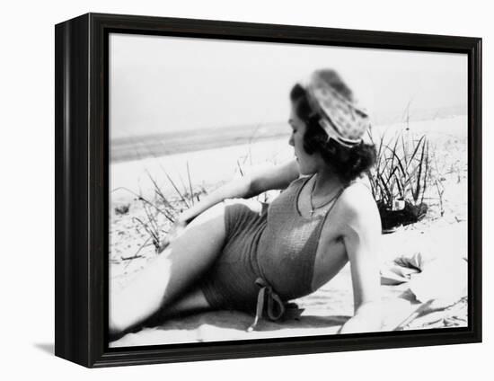 Young Woman at the Beach, Ca. 1938-null-Framed Premier Image Canvas