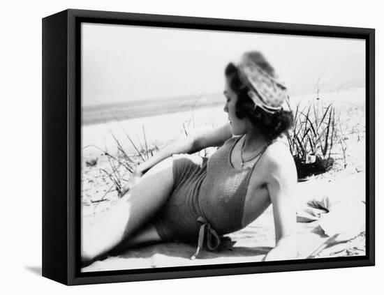 Young Woman at the Beach, Ca. 1938-null-Framed Premier Image Canvas