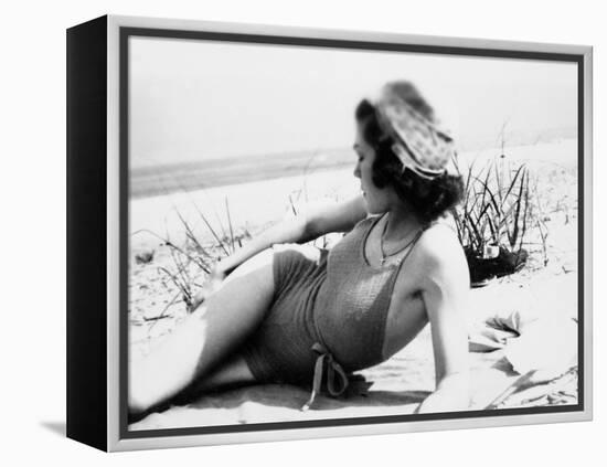 Young Woman at the Beach, Ca. 1938-null-Framed Premier Image Canvas