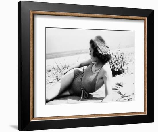 Young Woman at the Beach, Ca. 1938-null-Framed Photographic Print