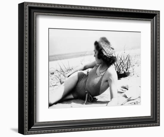 Young Woman at the Beach, Ca. 1938-null-Framed Photographic Print