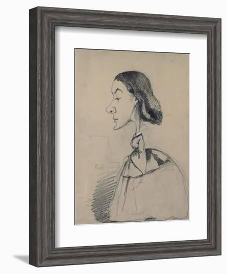 Young Woman at the Piano, 1855-60 (Black Crayon Heightened with White Pastel on Paper)-Claude Monet-Framed Giclee Print