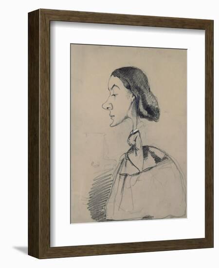 Young Woman at the Piano, 1855-60 (Black Crayon Heightened with White Pastel on Paper)-Claude Monet-Framed Giclee Print