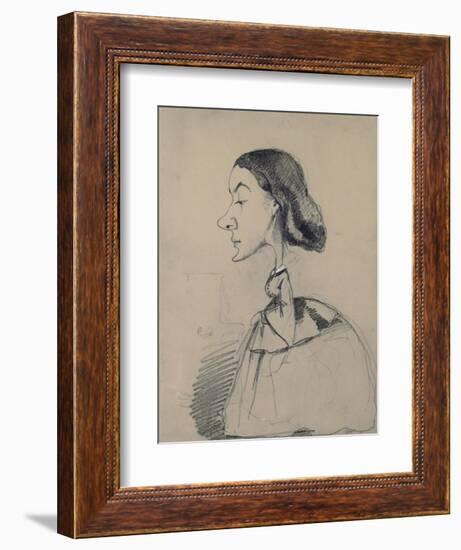 Young Woman at the Piano, 1855-60 (Black Crayon Heightened with White Pastel on Paper)-Claude Monet-Framed Giclee Print