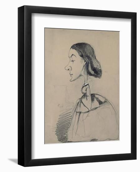 Young Woman at the Piano, 1855-60 (Black Crayon Heightened with White Pastel on Paper)-Claude Monet-Framed Giclee Print