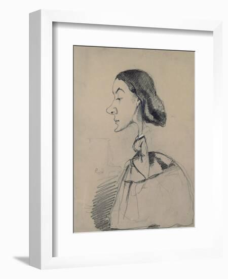 Young Woman at the Piano, 1855-60 (Black Crayon Heightened with White Pastel on Paper)-Claude Monet-Framed Giclee Print