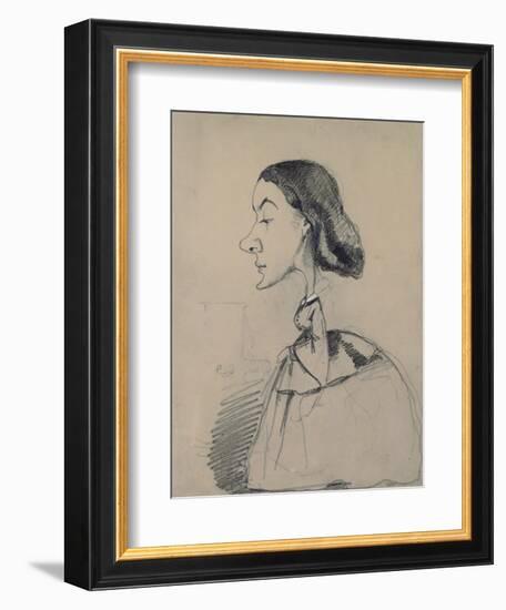 Young Woman at the Piano, 1855-60 (Black Crayon Heightened with White Pastel on Paper)-Claude Monet-Framed Giclee Print