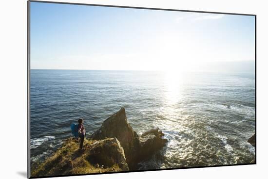 Young Woman Backpacking The Oregon Coast Trail. Oswald West State Park, OR-Justin Bailie-Mounted Photographic Print