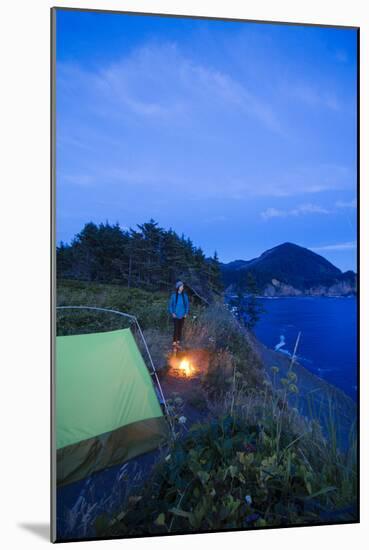 Young Woman Backpacking The Oregon Coast Trail. Oswald West State Park, OR-Justin Bailie-Mounted Photographic Print