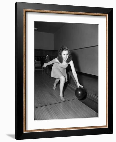 Young Woman Bowling-Philip Gendreau-Framed Photographic Print