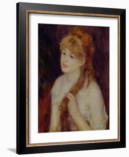 Young Woman Braiding Her Hair, 1876-Pierre-Auguste Renoir-Framed Giclee Print