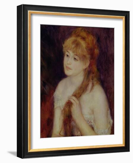 Young Woman Braiding Her Hair, 1876-Pierre-Auguste Renoir-Framed Giclee Print