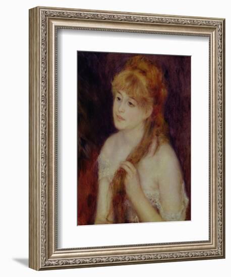 Young Woman Braiding Her Hair, 1876-Pierre-Auguste Renoir-Framed Giclee Print