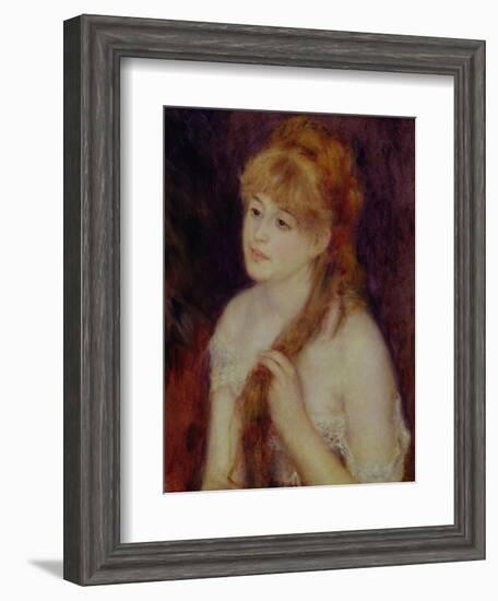 Young Woman Braiding Her Hair, 1876-Pierre-Auguste Renoir-Framed Giclee Print