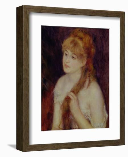 Young Woman Braiding Her Hair, 1876-Pierre-Auguste Renoir-Framed Giclee Print