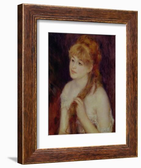 Young Woman Braiding Her Hair, 1876-Pierre-Auguste Renoir-Framed Giclee Print