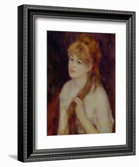 Young Woman Braiding Her Hair, 1876-Pierre-Auguste Renoir-Framed Giclee Print