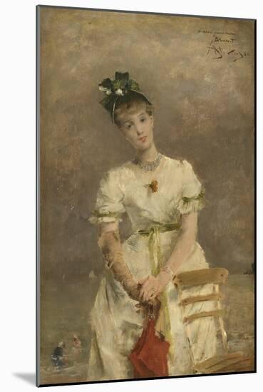 Young Woman by the Sea, 1886 (Oil on Panel)-Alfred Emile Stevens-Mounted Giclee Print