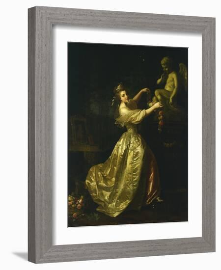 Young Woman Decorating the Statue of Love-Alexander Roslin-Framed Giclee Print