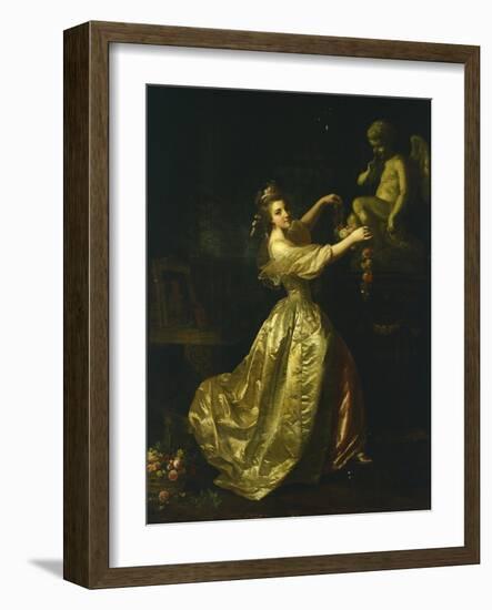 Young Woman Decorating the Statue of Love-Alexander Roslin-Framed Giclee Print