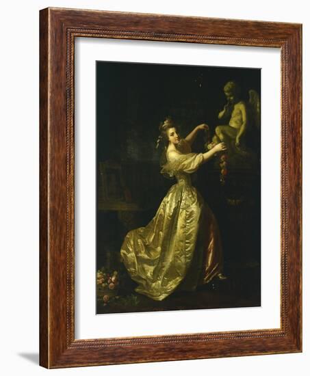 Young Woman Decorating the Statue of Love-Alexander Roslin-Framed Giclee Print