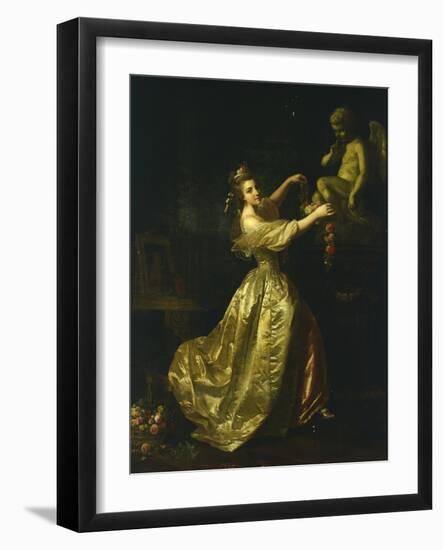 Young Woman Decorating the Statue of Love-Alexander Roslin-Framed Giclee Print