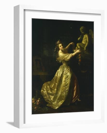 Young Woman Decorating the Statue of Love-Alexander Roslin-Framed Giclee Print