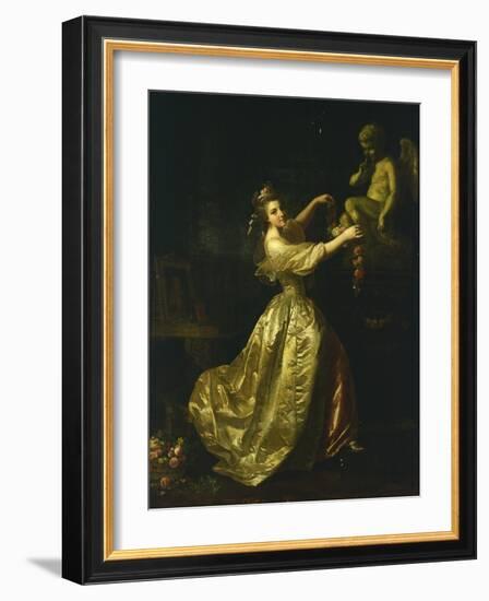 Young Woman Decorating the Statue of Love-Alexander Roslin-Framed Giclee Print