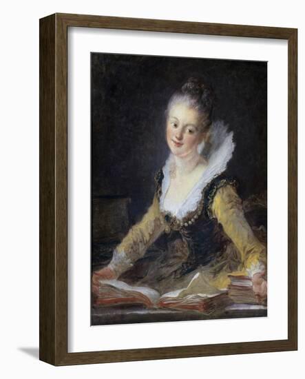 Young Woman Doing Her Studies-Jean-Honoré Fragonard-Framed Giclee Print