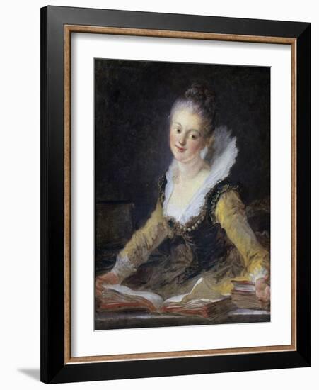 Young Woman Doing Her Studies-Jean-Honoré Fragonard-Framed Giclee Print