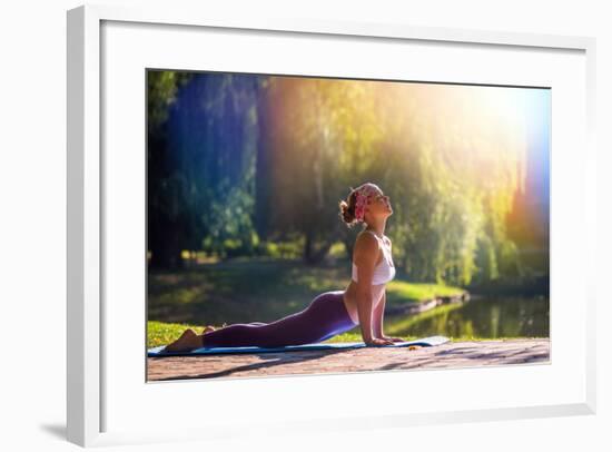 Young Woman Doing Yoga in Morning Park-lkoimages-Framed Photographic Print