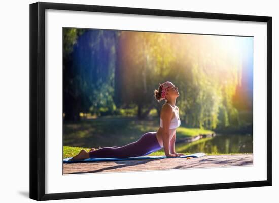 Young Woman Doing Yoga in Morning Park-lkoimages-Framed Photographic Print