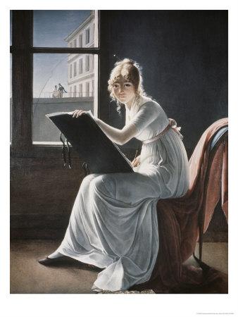 Young Woman Drawing C 1801 Giclee Print Marie Denise Villers Art Com
