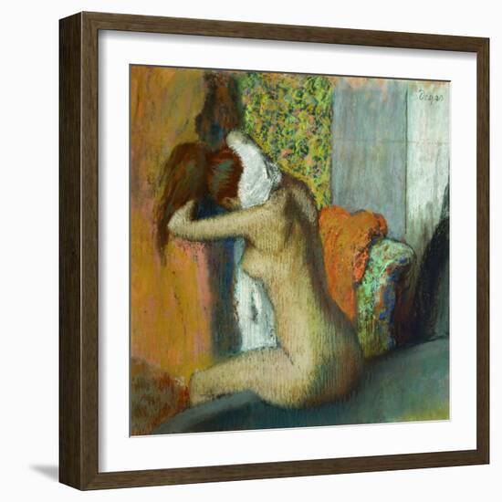 Young Woman Drying Her Neck-Edgar Degas-Framed Giclee Print