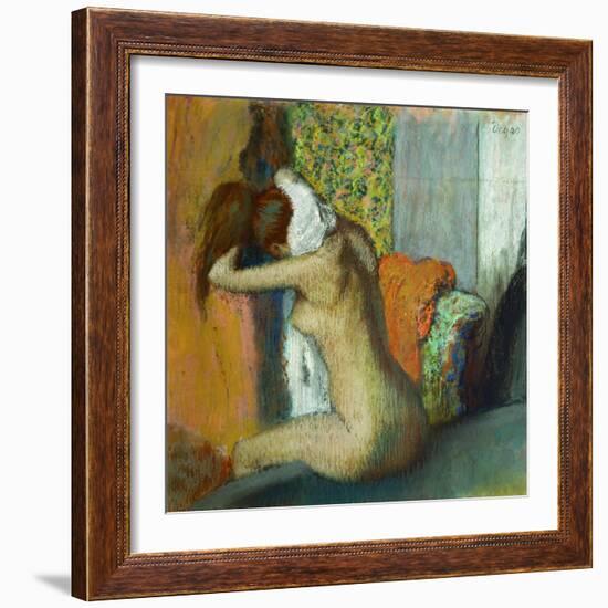 Young Woman Drying Her Neck-Edgar Degas-Framed Giclee Print