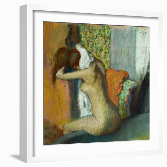 Young Woman Drying Her Neck-Edgar Degas-Framed Giclee Print