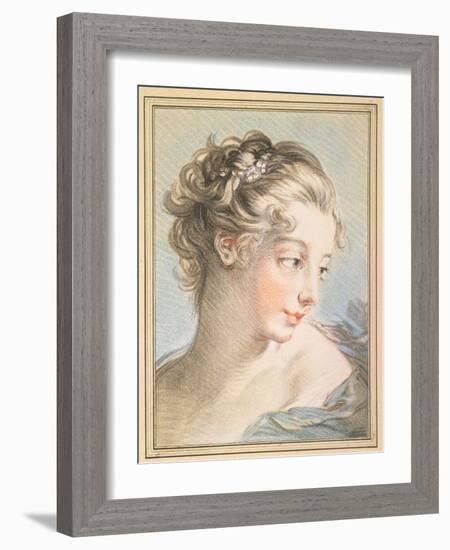 Young Woman, engraved by Louis Marin Bonnet-Francois Boucher-Framed Giclee Print