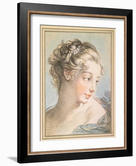 Young Woman, engraved by Louis Marin Bonnet-Francois Boucher-Framed Giclee Print