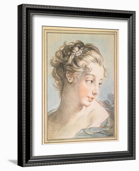 Young Woman, engraved by Louis Marin Bonnet-Francois Boucher-Framed Giclee Print