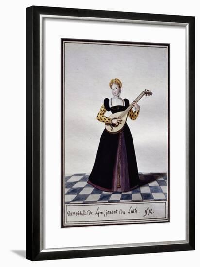 Young Woman from Lyon Playing Lute at Time of Charles IX, 1572-Pierre de La Mesangere-Framed Giclee Print