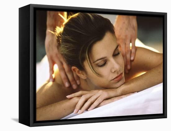 Young Woman Getting a Back Massage-null-Framed Premier Image Canvas