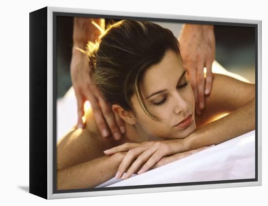 Young Woman Getting a Back Massage-null-Framed Premier Image Canvas