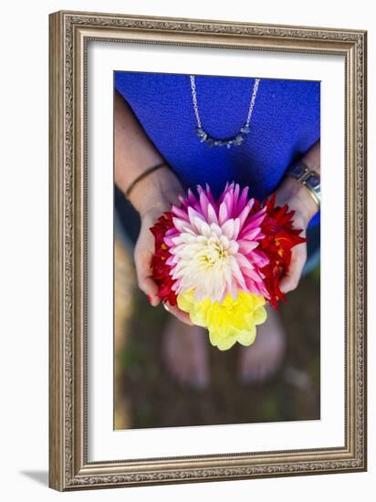 Young Woman Holding Flowers-Justin Bailie-Framed Photographic Print